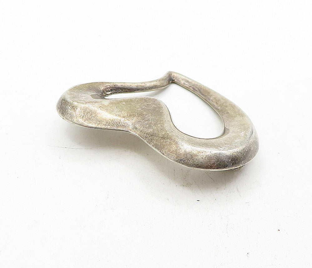 925 Sterling Silver  Vintage Dark Tone Open Love Heart Brooch Pin  BP1452