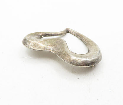 925 Sterling Silver  Vintage Dark Tone Open Love Heart Brooch Pin  BP1452