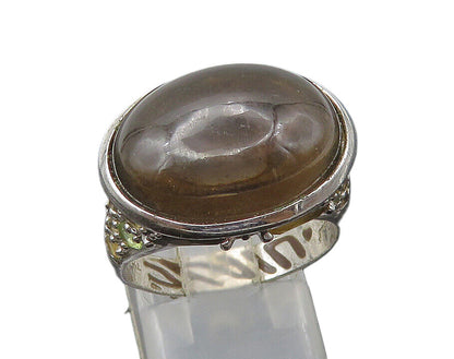 DAVID SIGAL 925 Silver  Vintage Smoky Topaz Dome Cocktail Ring Sz 8  RG22484