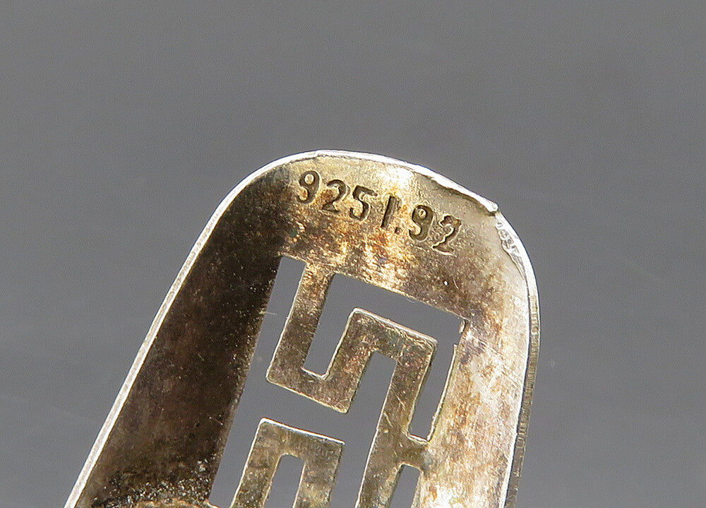 925 Sterling Silver  Vintage Open Greek Key Dome Non Pierce Earrings  EG10114
