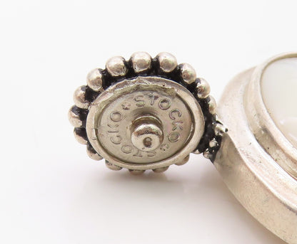 ESPO SIG 925 Silver  Vintage Beaded Oval Mother Of Pearl Pendant  PT21115