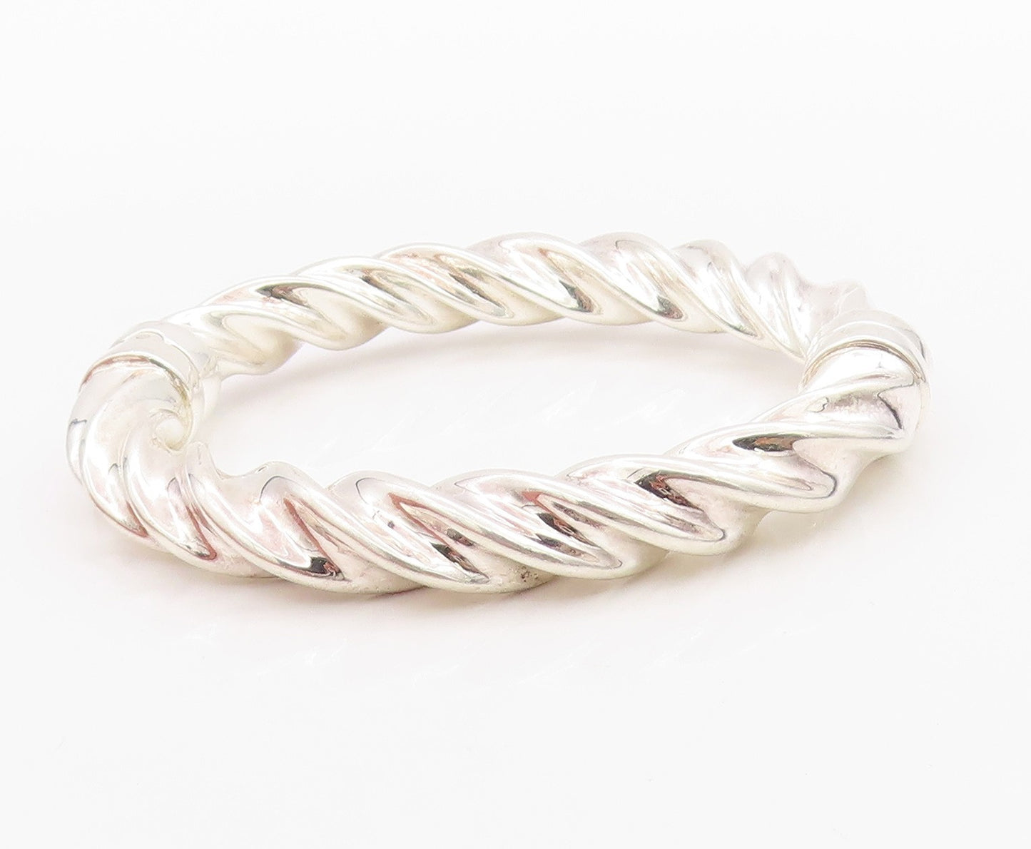 925 Sterling Silver Vintage Bracelet Modernist Intertwined Rope Bangle  BT11397