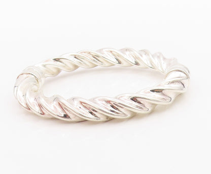 925 Sterling Silver Vintage Bracelet Modernist Intertwined Rope Bangle  BT11397