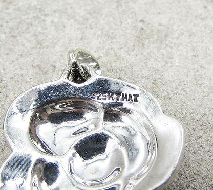 925 Sterling Silver  Marcasite Wild Spring Flower Drop Pendant  PT1379