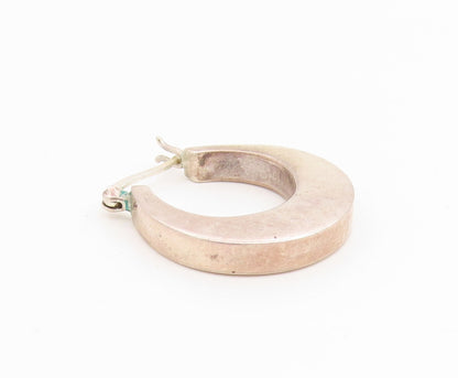 925 Sterling Silver Vintage Earrings Minimalist Bold Crescent Moon Hoop  EG14120