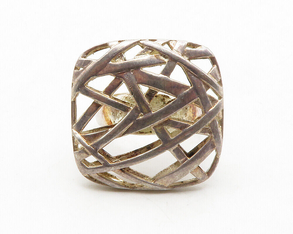 925 Sterling Silver  Vintage Interlaced Design Statement Ring Sz 7  RG13817