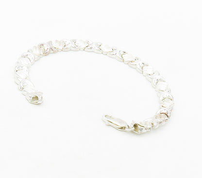 925 Sterling Silver  Shiny XO Hugs & Kisses Hinge Chain Bracelet  BT6562