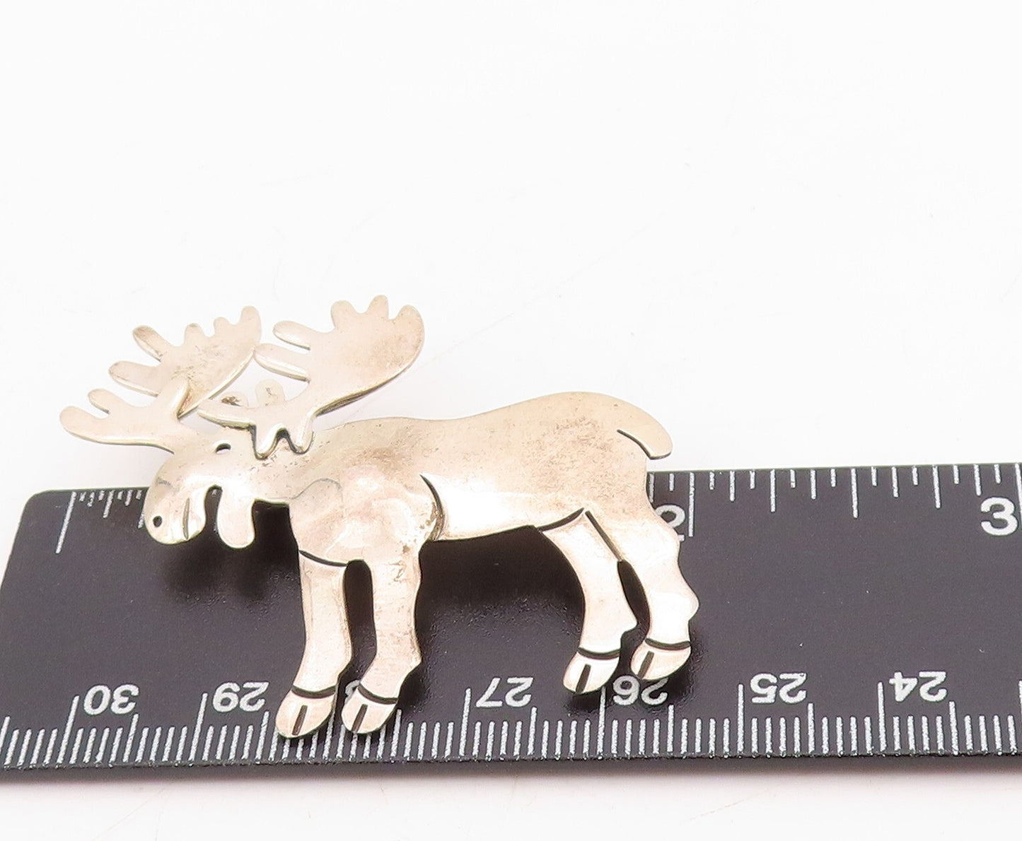 925 Sterling Silver Vintage Brooch Designer Cutout Reindeer  BP11499