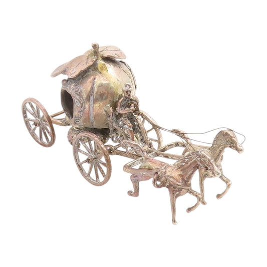 925 Sterling Silver Vintage Decorative Piece Cinderella Pumpkin Carriage  TR4096
