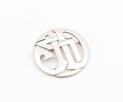 RAJ 925 Sterling Silver   Vintage Shiny Smooth Open Design Brooch Pin  BP6629