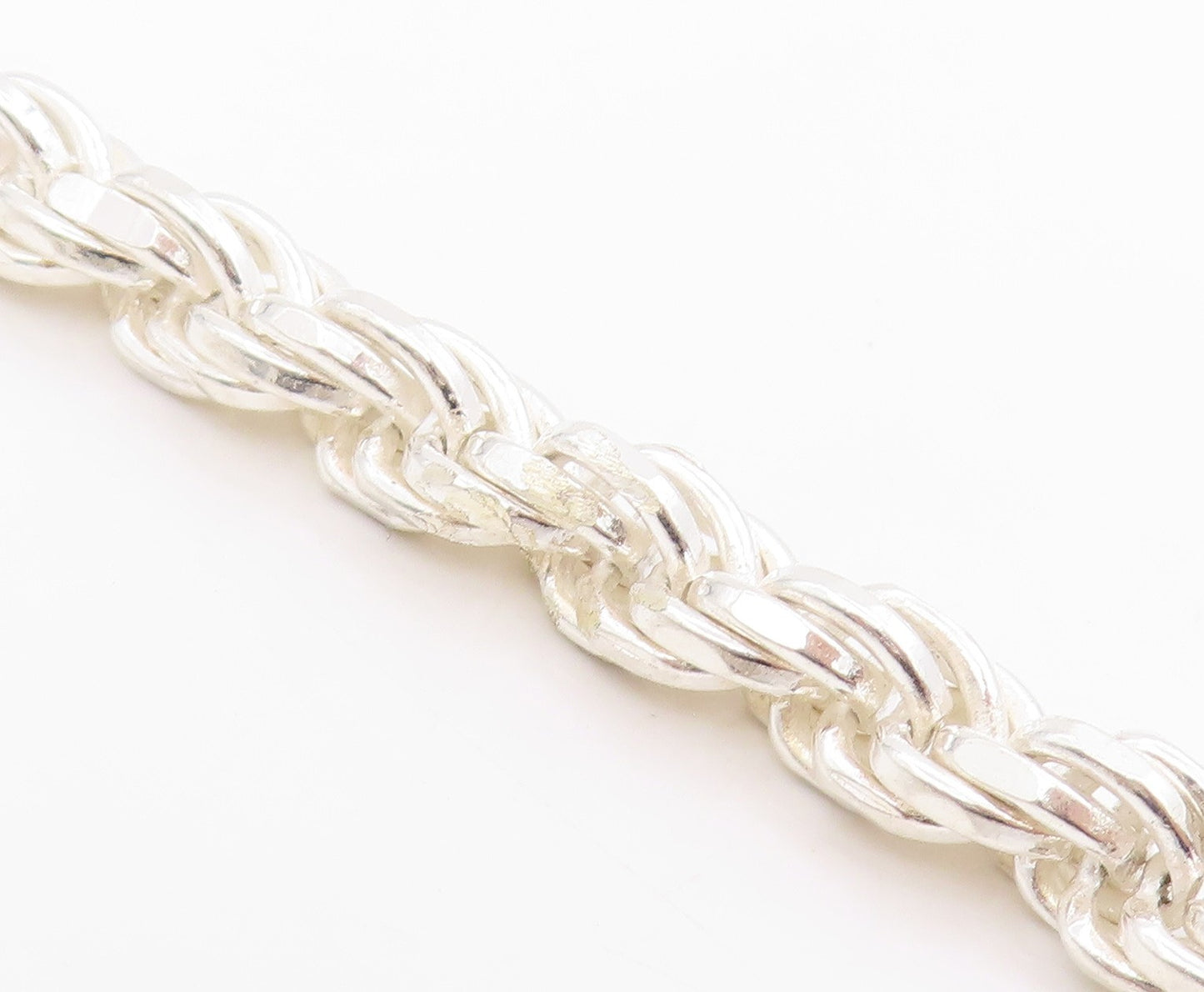 925 Sterling Silver Vintage Necklace Chunky Solid Twisted Rope Braid  NE4747
