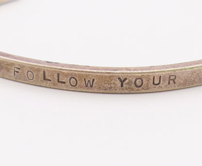 925 Sterling Silver  Vintage Follow Your Instincts Cuff Bracelet  BT9176