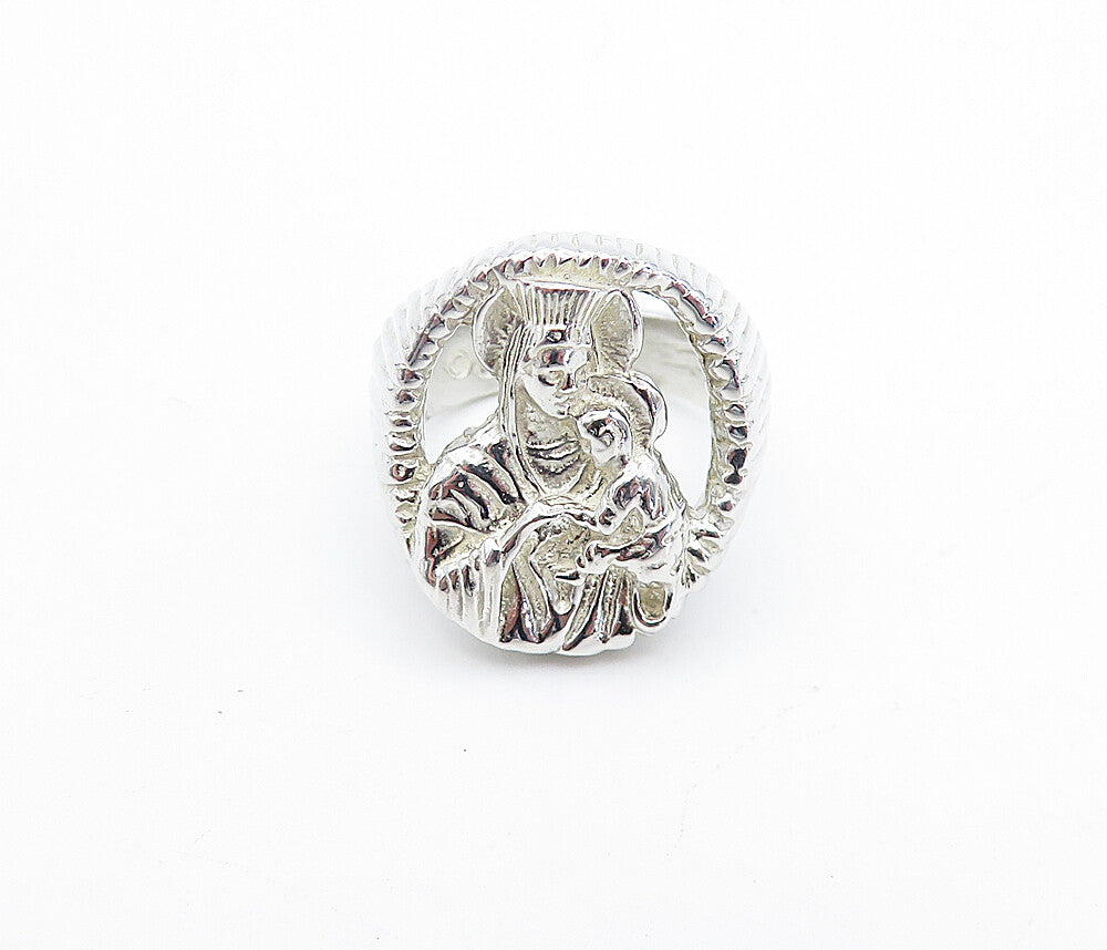 925 Sterling Silver Vintage Sculpted Religious Figure Band Ring Sz 5 RG5585