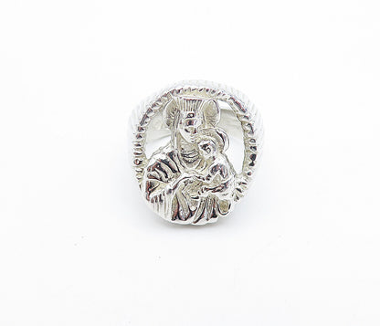 925 Sterling Silver Vintage Sculpted Religious Figure Band Ring Sz 5 RG5585