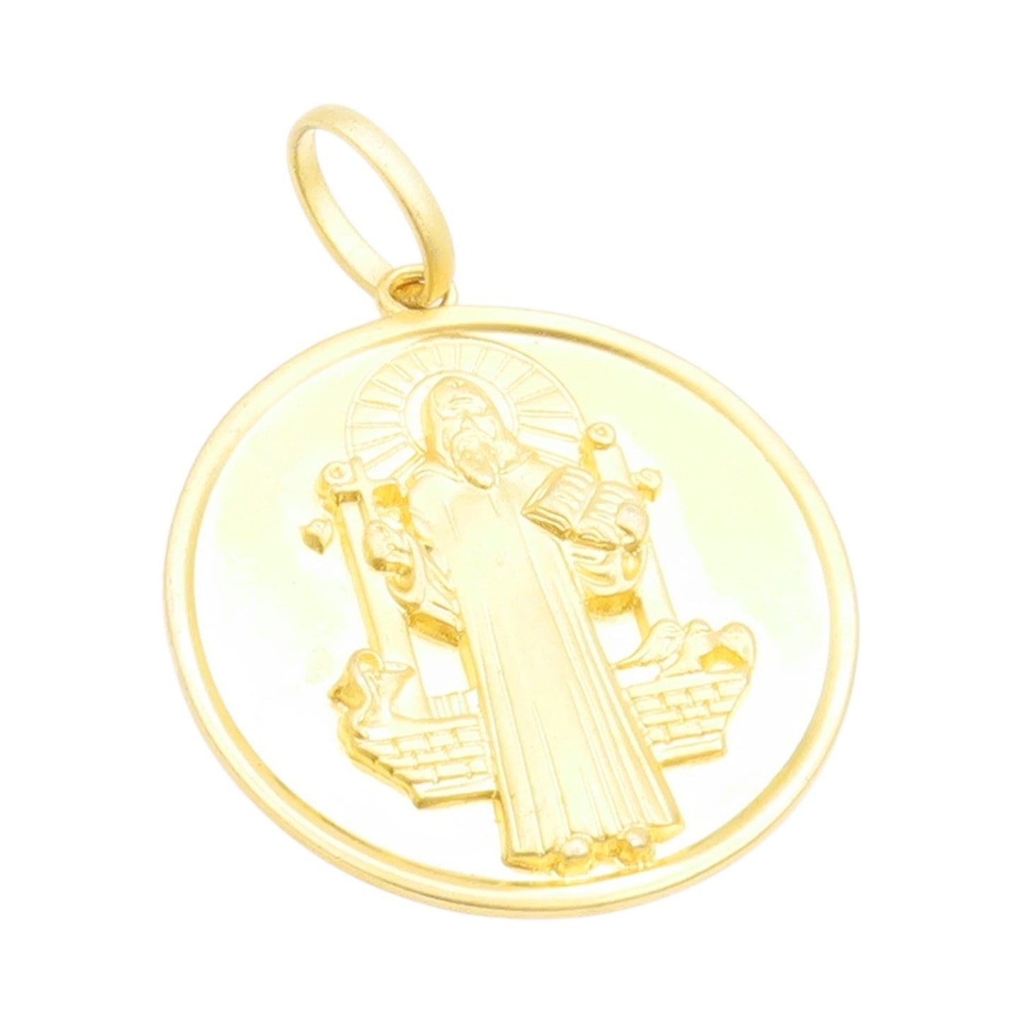 14k Gold 925 Sterling Silver Vintage Pendant Religious Carved Jesus Coin PT24609