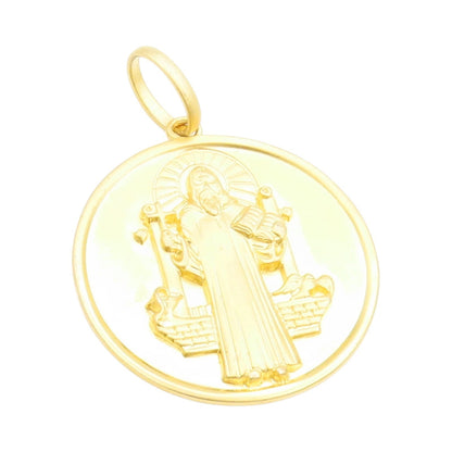 14k Gold 925 Sterling Silver Vintage Pendant Religious Carved Jesus Coin PT24609
