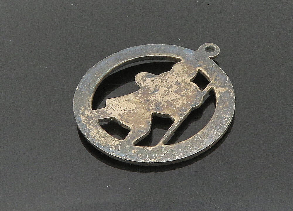 CHAPEL 925 Silver  Vintage Antique St. Christopher Religious Pendant  PT16289