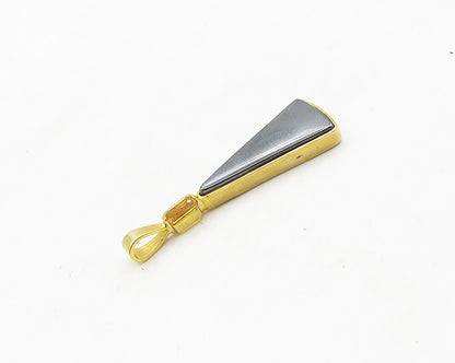 925 Sterling Silver  Vintage Hematite Gold Plated Shiny Pendant  PT15271