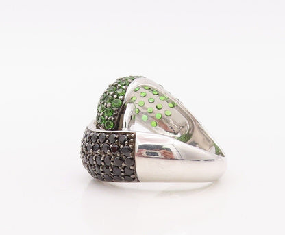 925 Sterling Silver Vintage Ring Designer Spinel & Green Topaz Knot Sz 7 RG30294