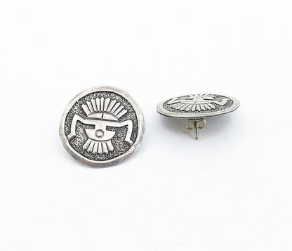 925 Silver Vintage Traditional Pattern Button Earrings EG2181
