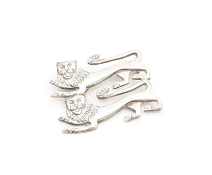925 Sterling Silver Vintage Brooch Pin Modernist Majestic Heraldic Lions BP12376