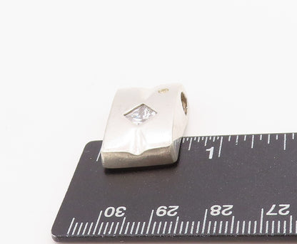 925 Sterling Silver Vintage Pendant Two Shape CZ Modernist Solid Charm  PT24912