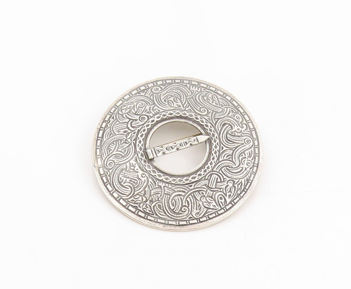 925 Sterling Silver Vintage Brooch SE SNORRE NORWAY Etched Disc Pin  BP12009