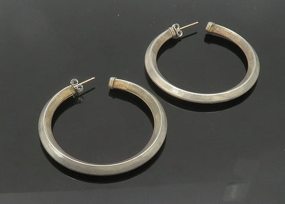 925 Sterling Silver  Vintage Smooth Hollow Round JHoop Earrings  EG10478