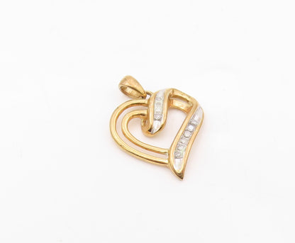 925 Sterling Silver  Genuine Diamonds Gold Plated Love Heart Pendant  PT12025