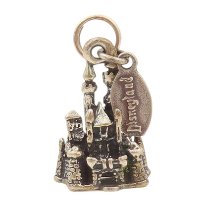 925 Sterling Silver Vintage Pendant Antique Dark Tone Walt Disney Castle PT23928