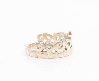 925 Sterling Silver Vintage Ring Minimalist Princess Crown Band  Sz 7  RG34851