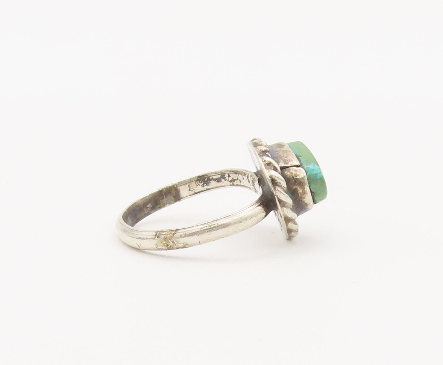 925 Sterling Silver Vintage Ring NAVAJO Amorphous Turquoise  Sz 6.5  RG27953