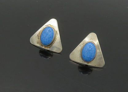 VIDAL CHAVEZ ZUNI 925 Silver  Vintage Cabochon Turquoise Drop Earrings  EG9817