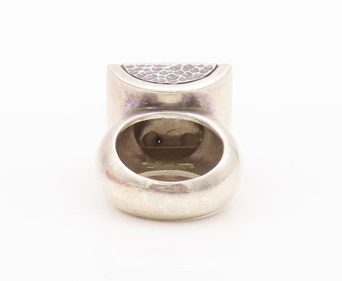 925 Sterling Silver Vintage Ring Designer Puffed Dented Etched  Sz 7  RG28442