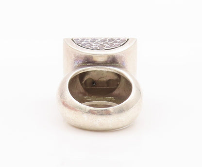925 Sterling Silver Vintage Ring Designer Puffed Dented Etched  Sz 7  RG28442