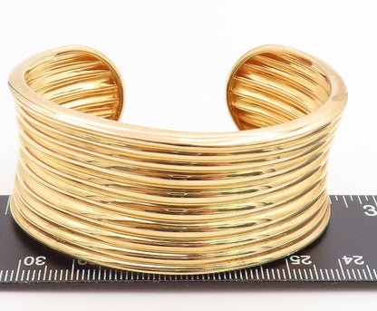 925 Sterling Silver Vintage Bracelet Gold Plated ROSS SIMON Ribbed Cuff  BT11834
