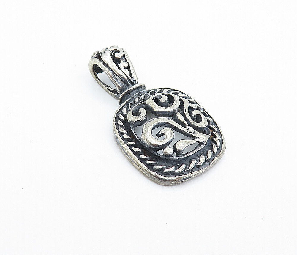 925 Sterling Silver  Vintage Open Swirl Dome Twist Detail Drop Pendant  PT4225