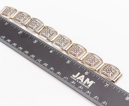 925 Sterling Silver Vintage Bracelet Celtic Knot Cutout Frames Linked  BT10329