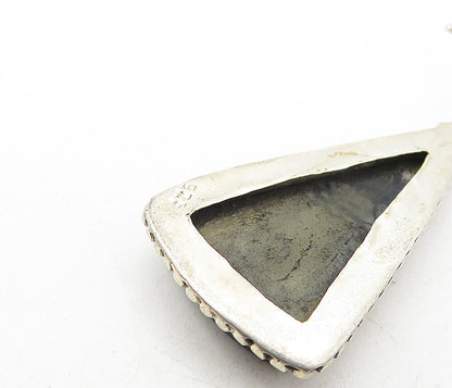 925 Sterling Silver  Vintage Black Jasper Triangle Dangle Earrings  EG3910