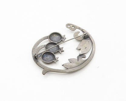 EIM 925 Sterling Silver  Vintage Dark Tone Floral Leaf Swirl Brooch Pin BP6679