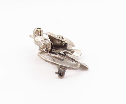 LANG 925 Sterling Silver Vintage Rose Flower Swirl Vine Motif Brooch Pin BP3873