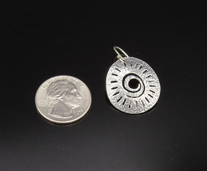 ISRAEL 925 Silver  Vintage Hammered Openwork Spiral Round Earrings  EG12028