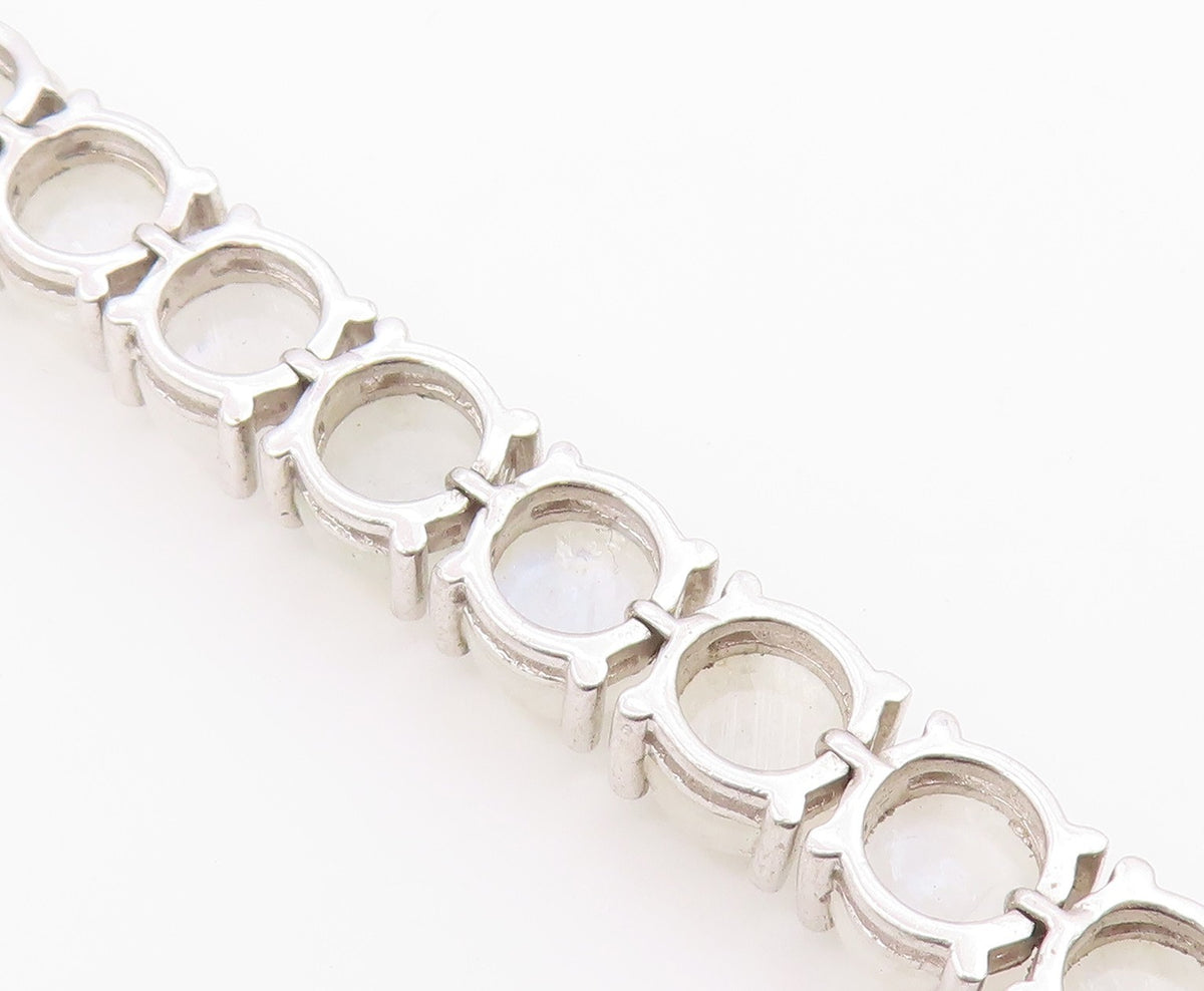 925 Sterling Silver  Vintage Cabochon Cut Quartz Chain Bracelet  BT8992