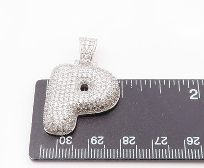 925 Sterling Silver  Vintage Cubic Zirconia Letter P Initial Pendant  PT18064