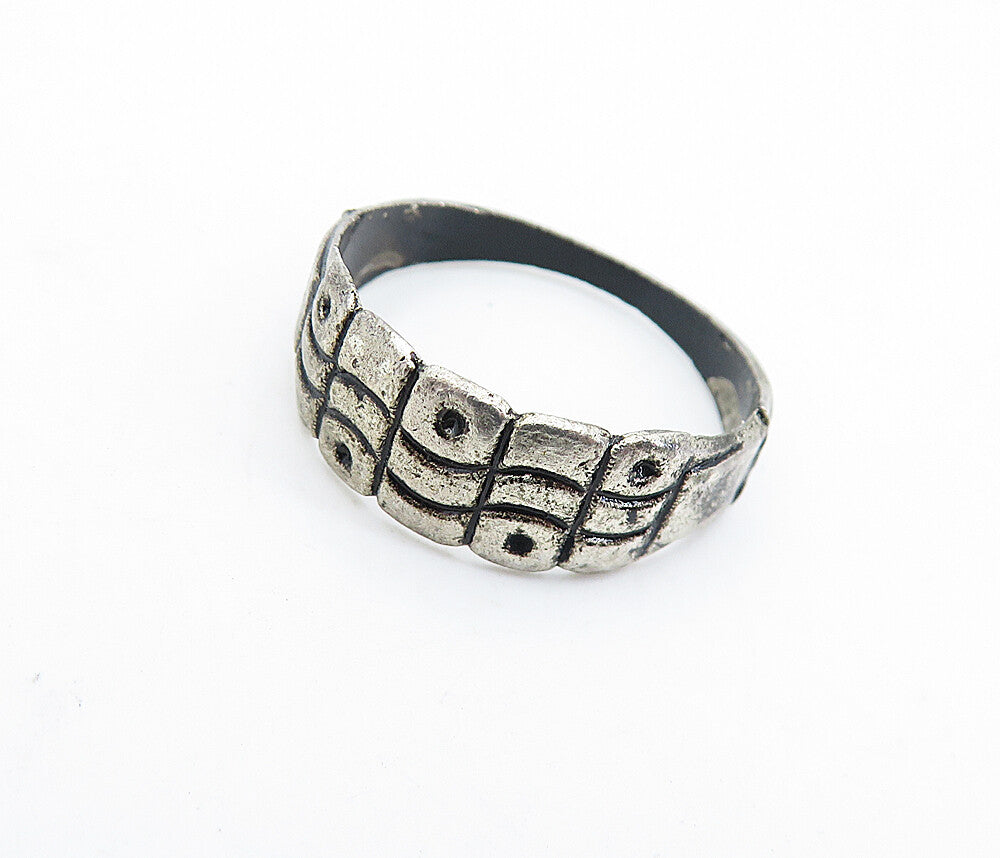 925 Sterling Silver  Vintage Antique Etched Wavy Design Band Ring Sz 7  RG6252