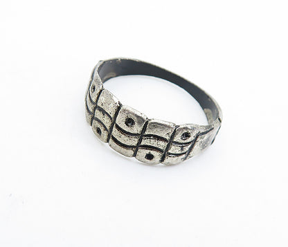 925 Sterling Silver  Vintage Antique Etched Wavy Design Band Ring Sz 7  RG6252