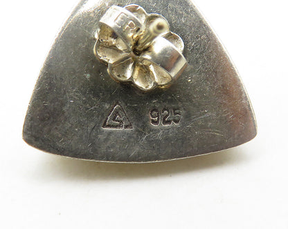 925 Sterling Silver & 14K GOLD  Vintage Shiny Triangle Stud Earrings  EG9523