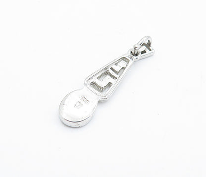 925 Sterling Silver  Inlaid Fire Opal Cutout Detail Shiny Drop Pendant  PT5546