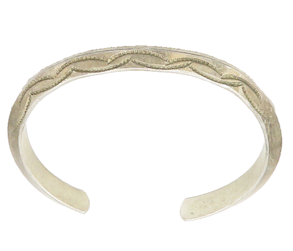NAVAJO 925 Sterling Silver  Vintage Etched Pattern Cuff Bracelet  BT7194