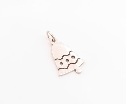 925 Sterling Silver  Vintage Shiny Cutout Bell Drop Pendant  PT17387